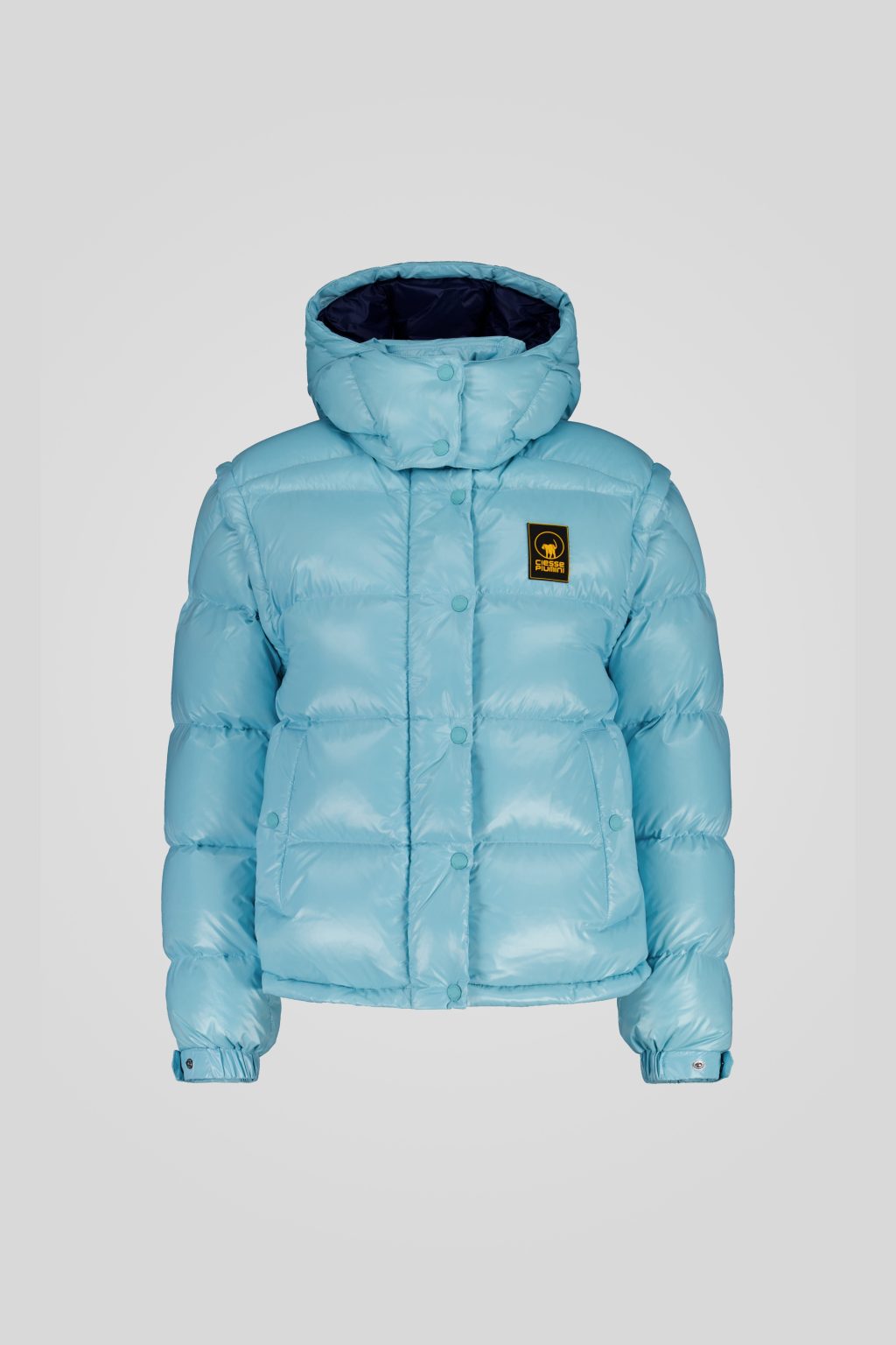 Piumino Ciesse trapuntato azzurro con cappuccio e maniche staccabili