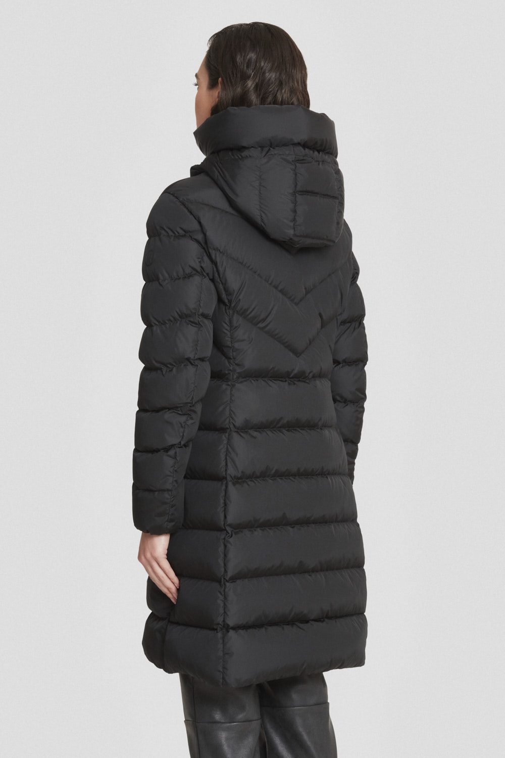 Piumino Ciesse lungo nero con cappuccio