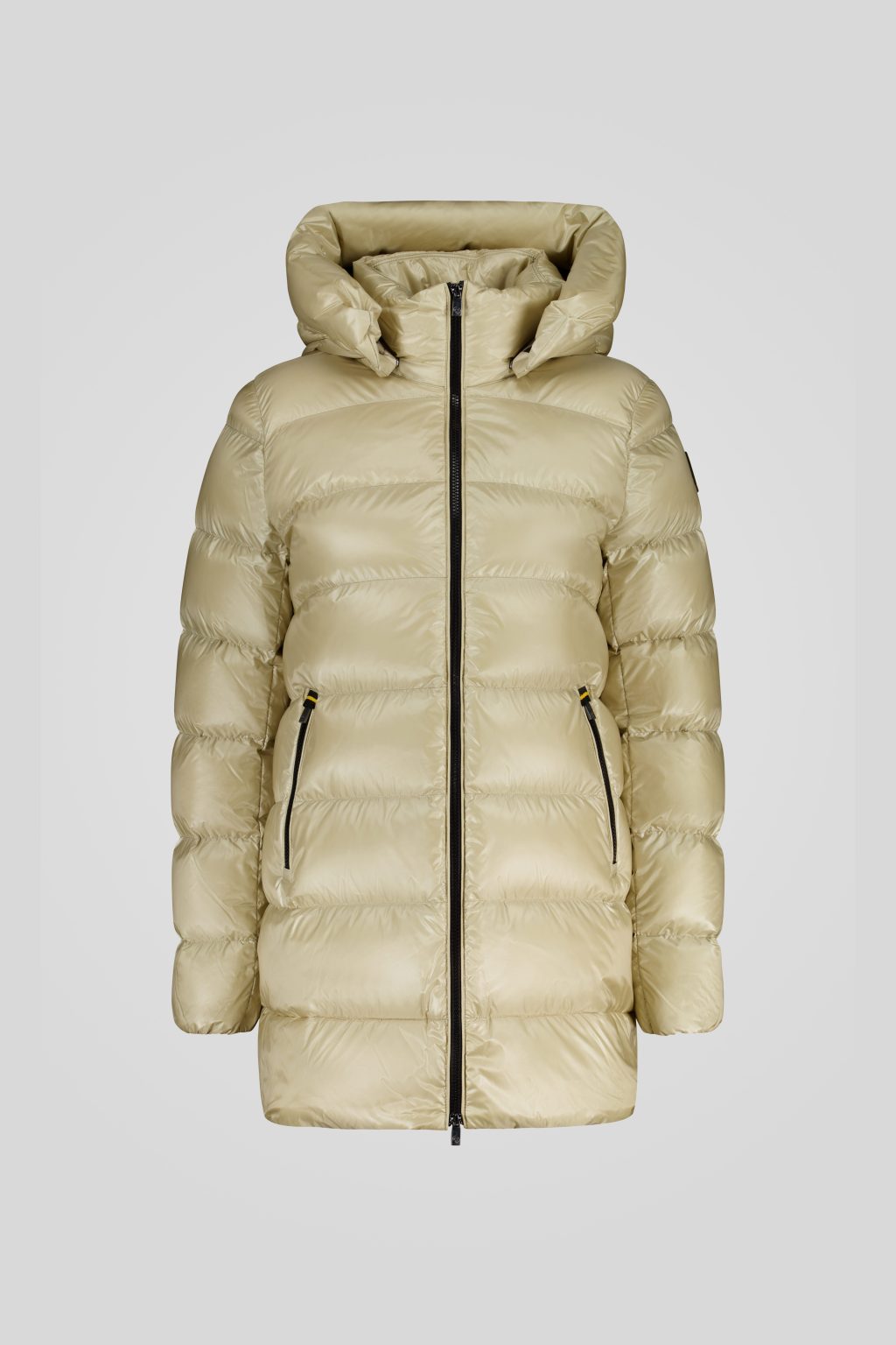 Piumino Ciesse medio-lungo beige con cappuccio staccabile