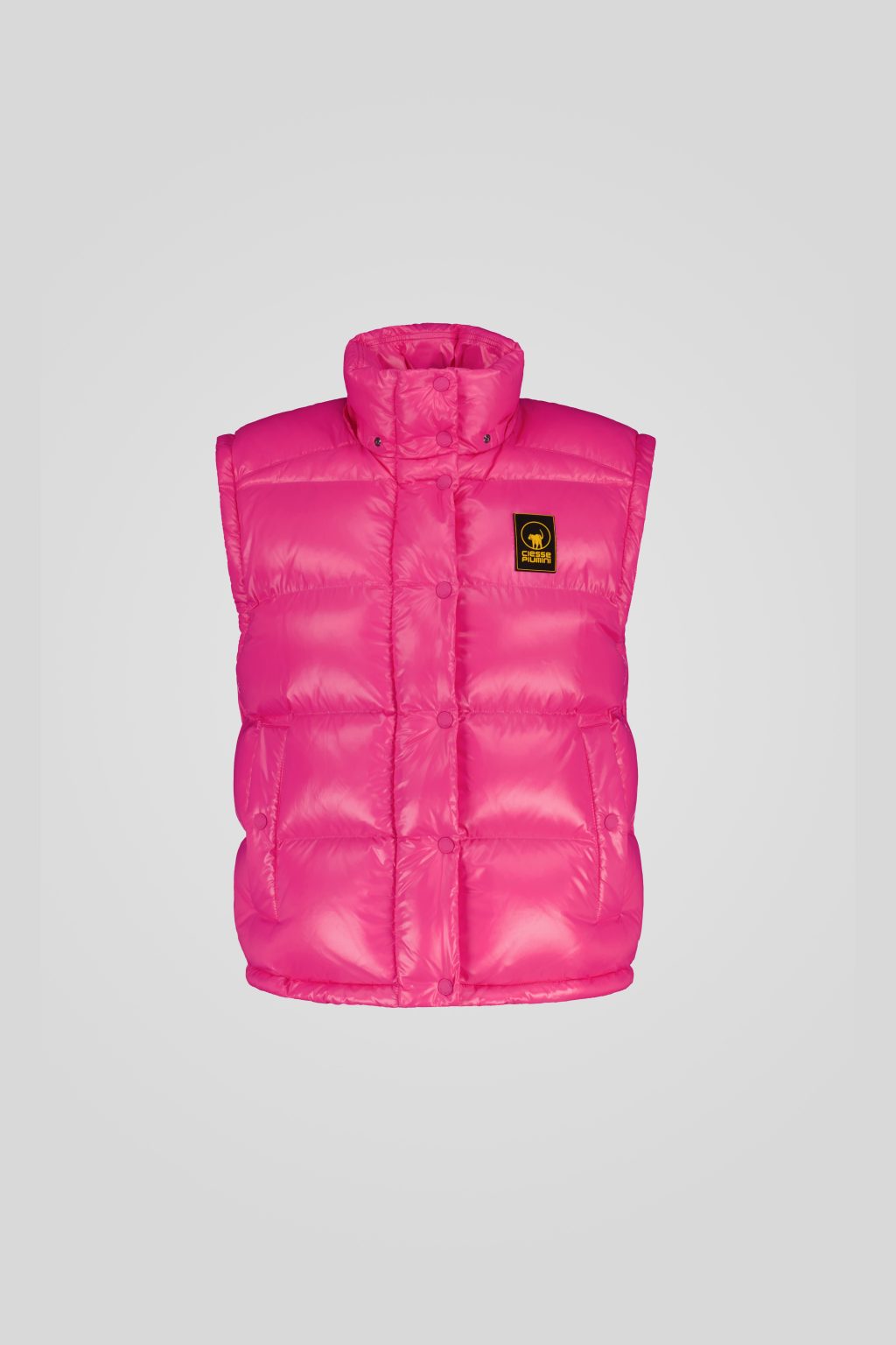 Piumino Ciesse trapuntato fucsia con cappuccio e maniche staccabili