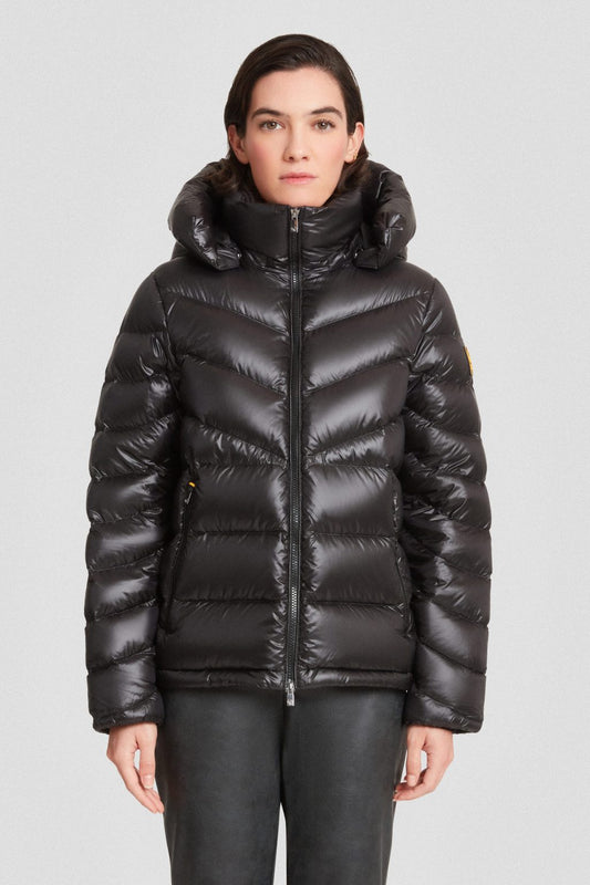 Piumino Ciesse corto nero con cappuccio staccabile