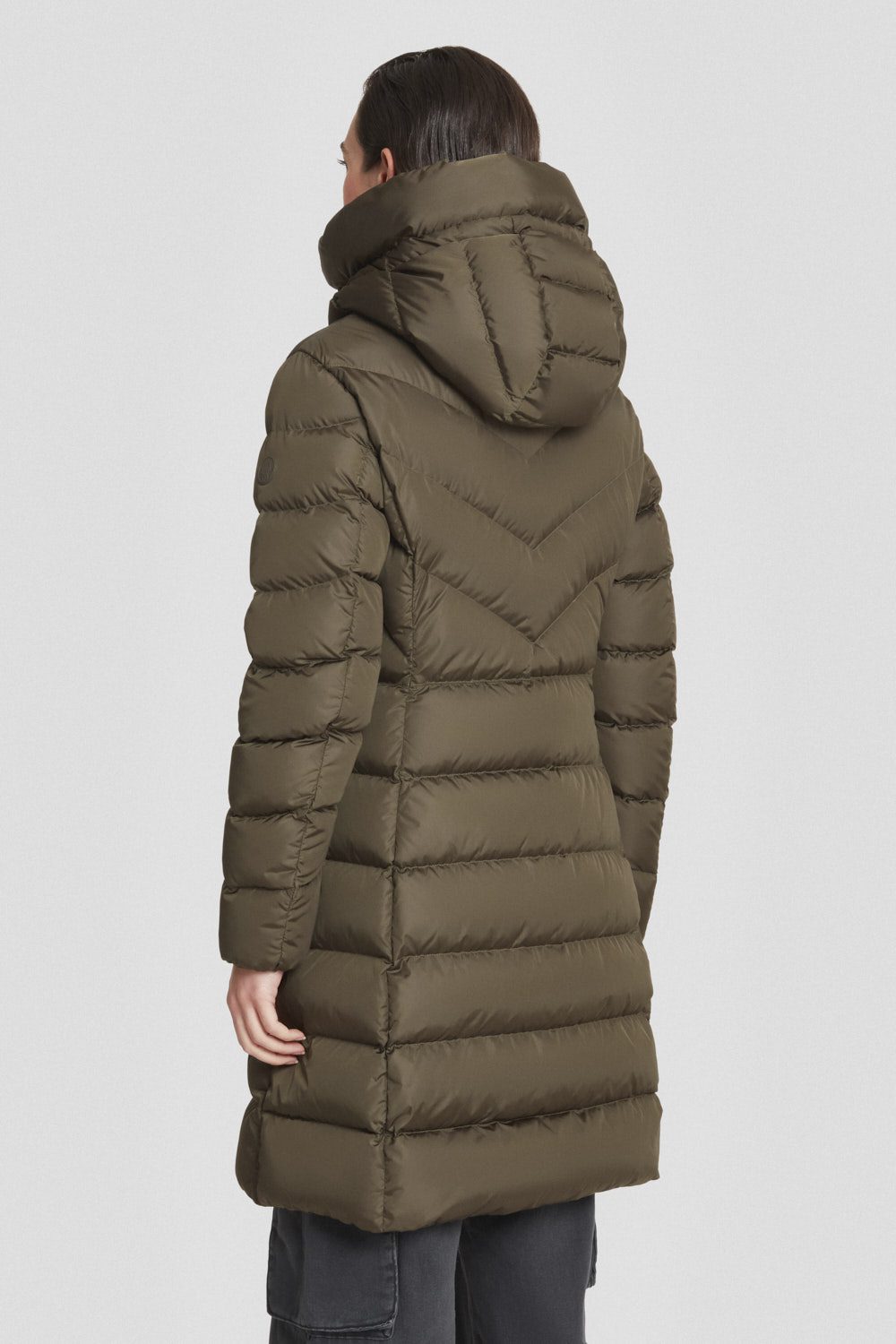 Piumino Ciesse lungo verde militare con cappuccio